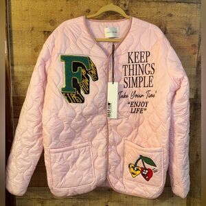 First Row Denim men's pink quilted puffer jacket